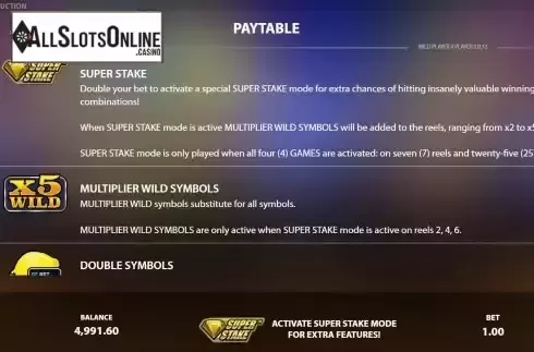 Game Feature screen