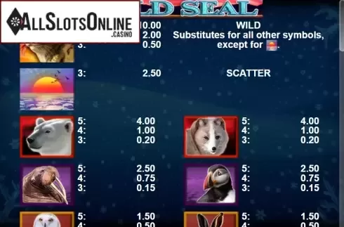 Paytable 1. Wild Seal from Casino Technology