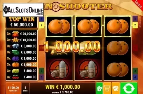 Win Screen. Win Shooter from Gamomat
