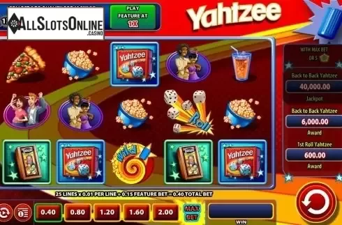 Reels screen. YAHTZEE from WMS