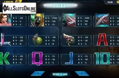Paytable . Zombie (Dream Tech) from Dream Tech