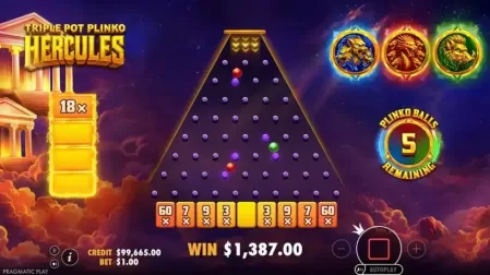 Triple Pot Plinko Hercules slot screenshot 5