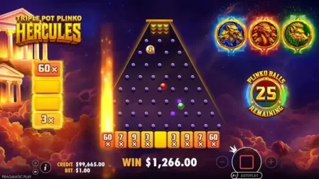 Triple Pot Plinko Hercules slot screenshot 4