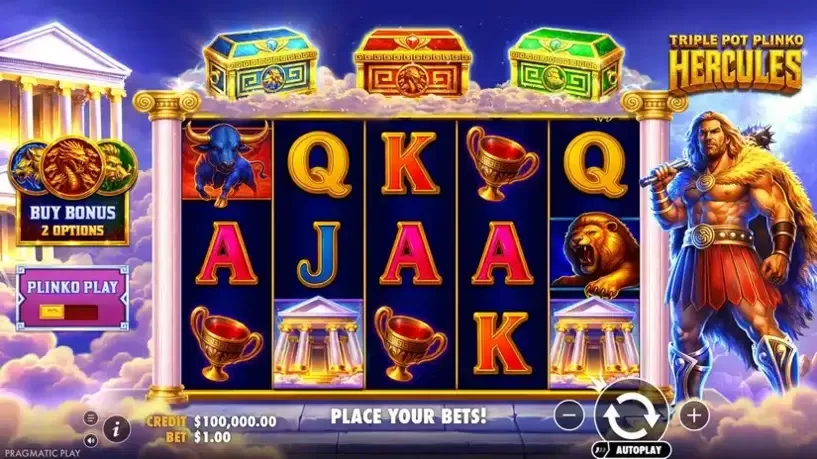 Triple Pot Plinko Hercules slot screenshot 