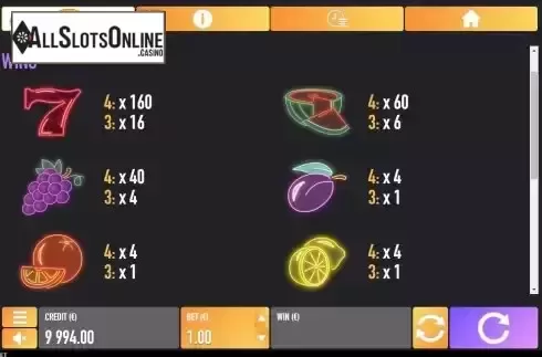 Pay Table screen