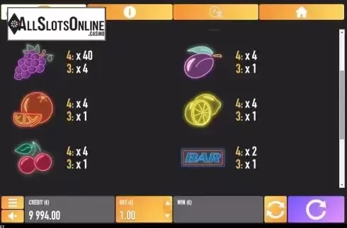 Pay Table screen 2