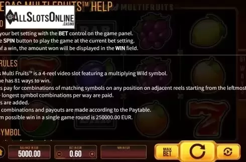 Game Rules screen