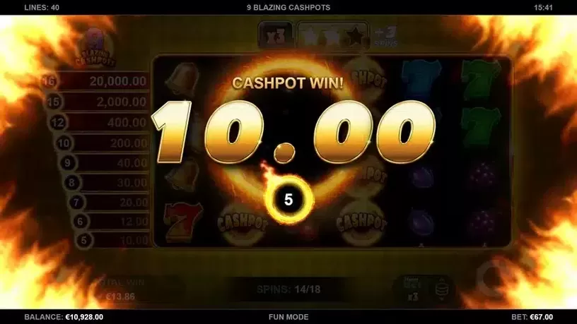 9 Blazing Cashpots slot screenshot 6