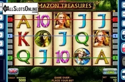 Reels screen. Amazon Treasures Deluxe from Novomatic