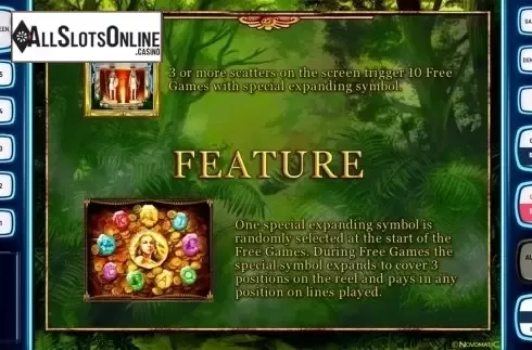 Paytable 2. Amazon Treasures Deluxe from Novomatic