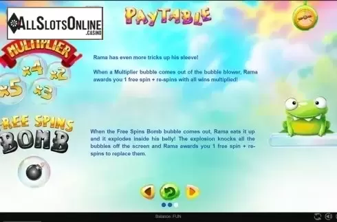 Paytable 3. Bubble Rama from Espresso Games
