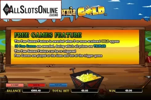 Paytable 4. California Gold from NextGen