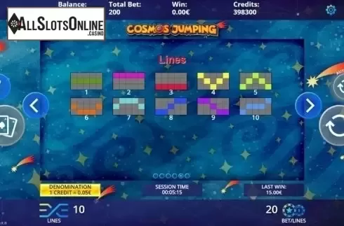 Paylines. Cosmos Jumping from DLV