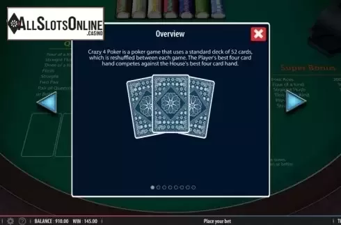 Game Rules 1. Crazy 4 Poker (Shuffle Master) from Shuffle Master