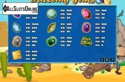 Paytable. Dazzling Gems from PlayPearls