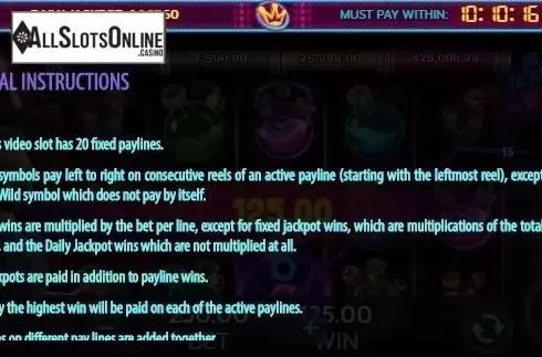 Paytable 3. Dr. Jackpot & Mr. Wild from 888 Gaming