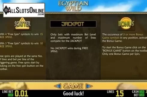 Paytable 2. Egyptian Wild HD from World Match