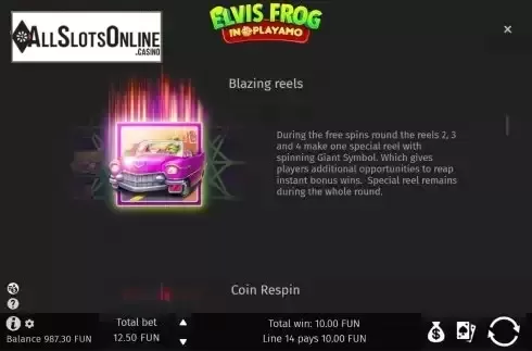 Blazing reels screen