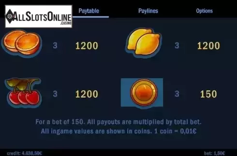 Paytable screen 2