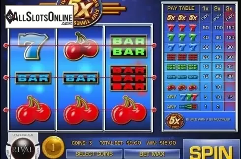 Screen4. Five Times Wins from Rival Gaming