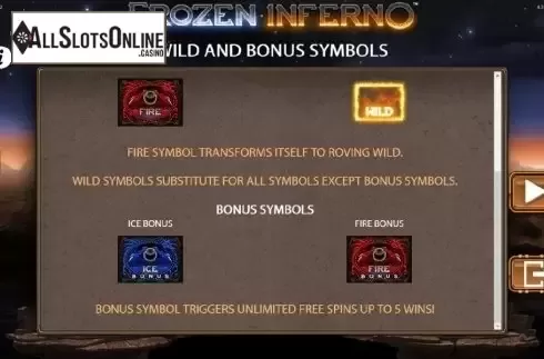 Paytable 5. Frozen Inferno from WMS
