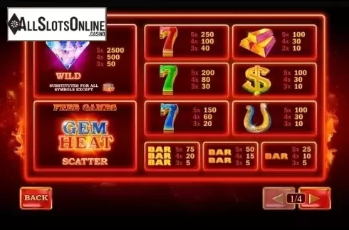 Paytable. Gem Heat from Playtech