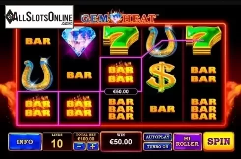 Win screen. Gem Heat from Playtech