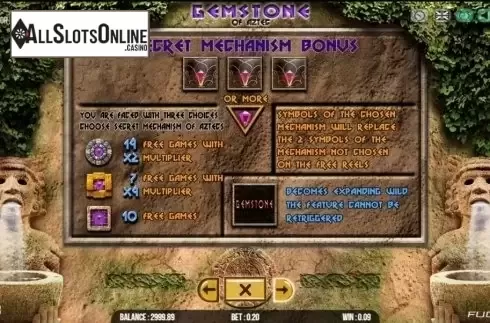 Paytable 3. Gemstone Of Aztec from Fugaso