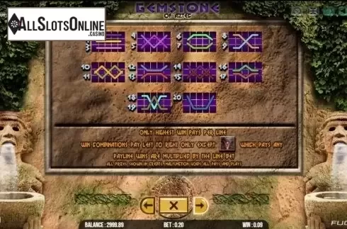 Paytable 2. Gemstone Of Aztec from Fugaso