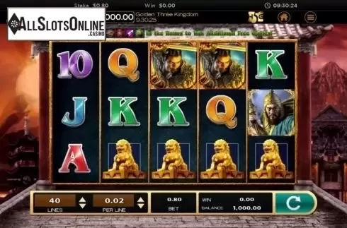 Game screen. Golden Three Kingdom from High 5 Games