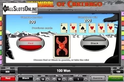 Gamble game screen . Hanniball Of Charthago from Novomatic