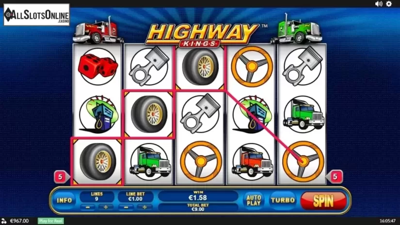 Win screen. Highway Kings from Playtech
