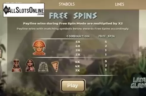 Paytable 1. Lama Glama from Spinmatic