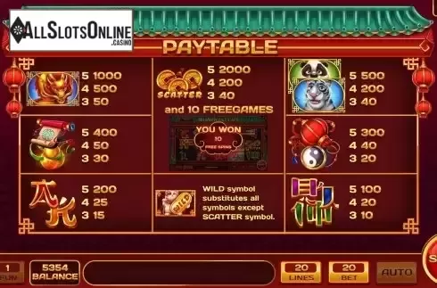 Pay Table screen