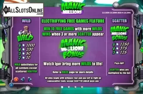 Screen2. Manic Millions from NextGen