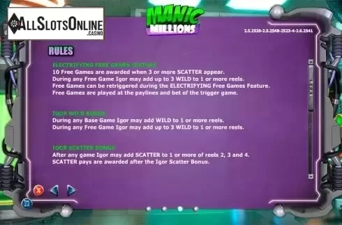 Screen4. Manic Millions from NextGen