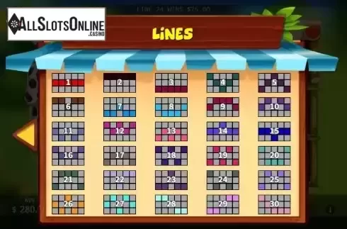 Paylines screen