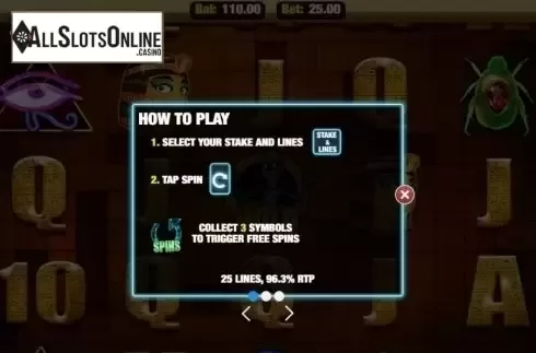 Paytable 1. Mummy Gold from Nektan