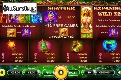Paytable . Owl's Magic from Slotmotion