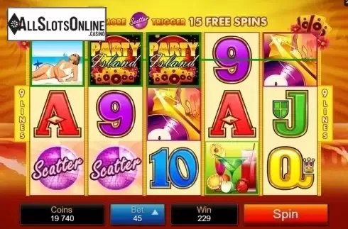 Game Screen. Party Island from Microgaming