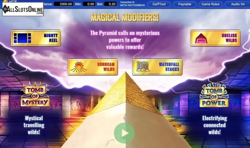 Start Screen. Pyramidion from IGT