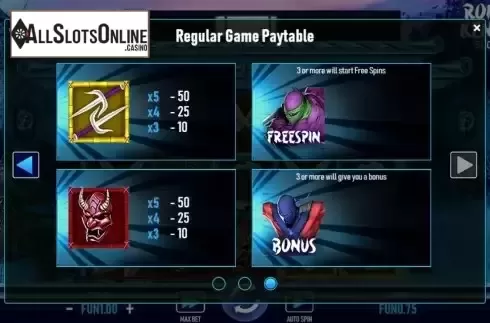 Pay Table screen 3