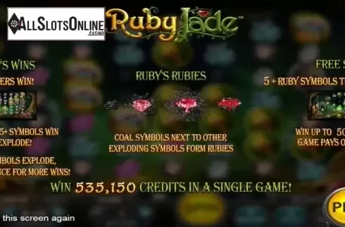 Start Screen. Ruby Jade from Nucleus Gaming