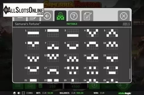 Payline. Samurai's Fortune from StakeLogic