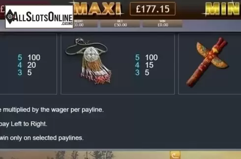 Paytable. Shamans Dream Jackpot from Eyecon
