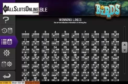 Paytable screen 3. Slot Birds from Apollo Games