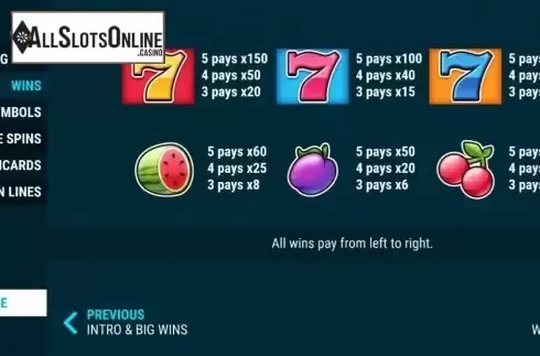 Paytable 2. Super Hot 7s (Slot Factory) from Slot Factory
