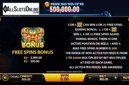 Free Spins feature screen