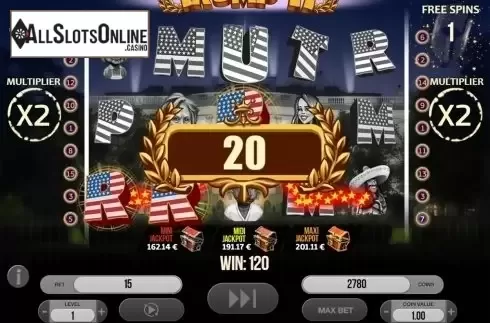 Free spins screen 2. Trump It from Fugaso