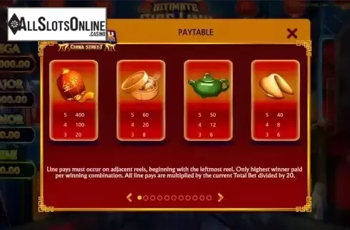 Paytable screen